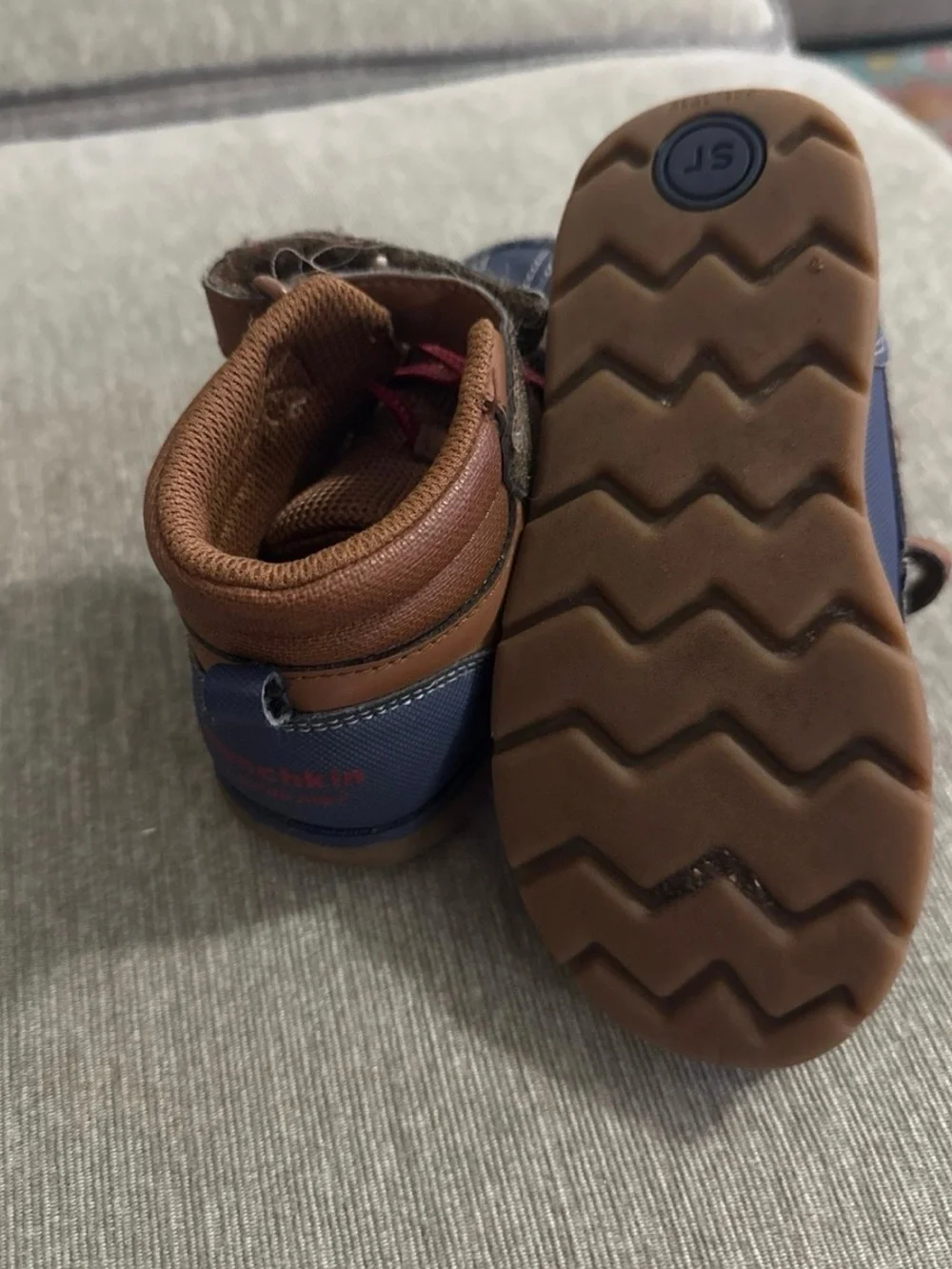 Toddler Navy and Brown Waterproof Velcro Fall & Winter Boots